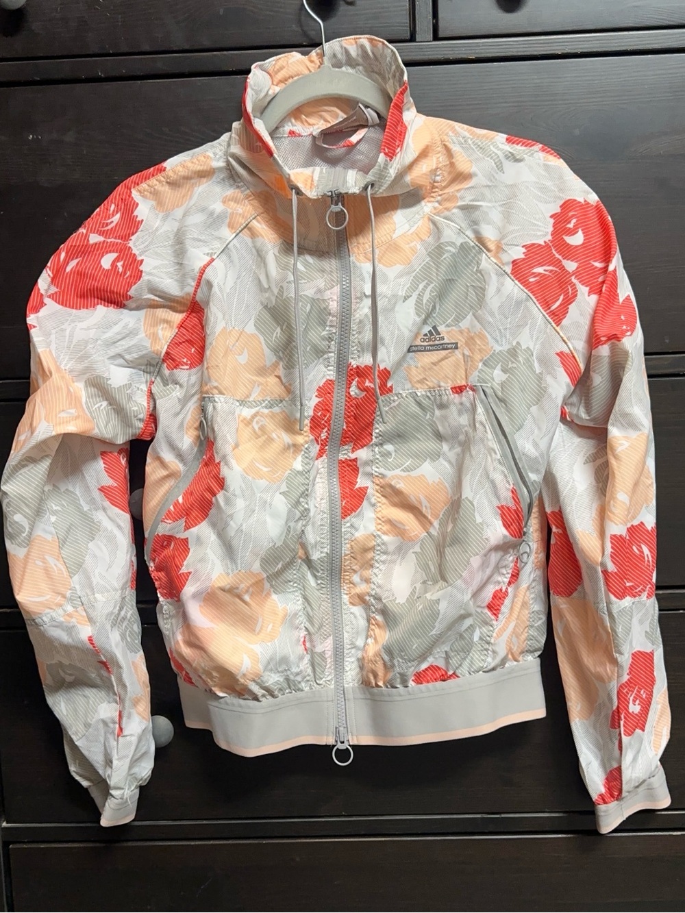 Adidas By Stella Mccartney Floral gray pink Barricade Windbreaker womens XS
